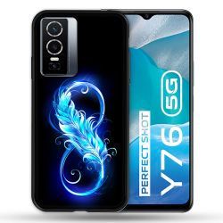 Coque Pour Vivo Y76 5G Texture Plume Infini Bleu