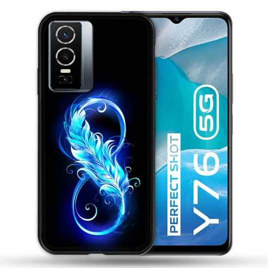 Coque Pour Vivo Y76 5G Texture Plume Infini Bleu