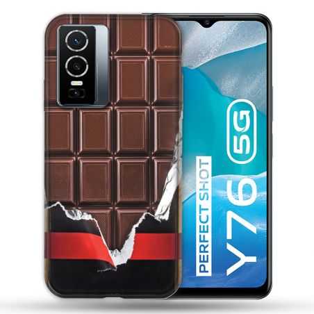 Coque Pour Vivo Y76 5G Texture Trompe Oeil Chocolat