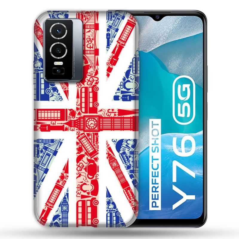 Coque Pour Vivo Y76 5G Voyage Angleterre Blanc