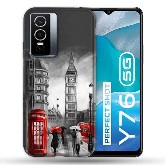 Coque Pour Vivo Y76 5G Voyage Angleterre Londres Vintage
