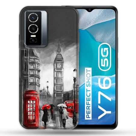 Coque Pour Vivo Y76 5G Voyage Angleterre Londres Vintage