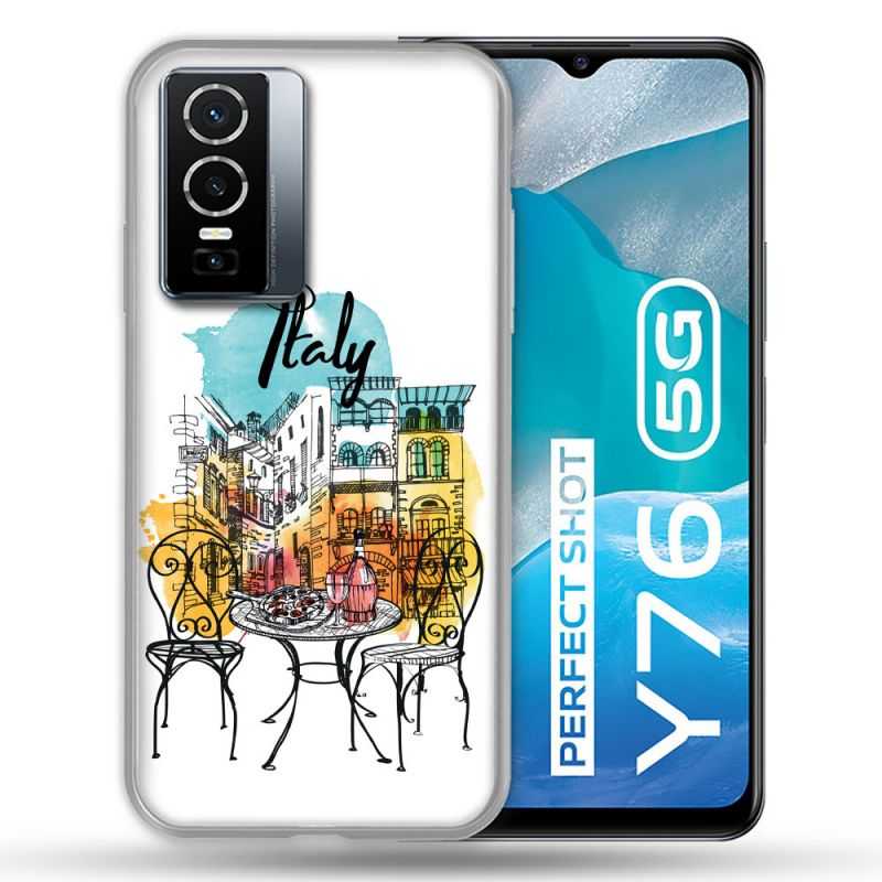 Coque Pour Vivo Y76 5G Voyage Italie Vintage