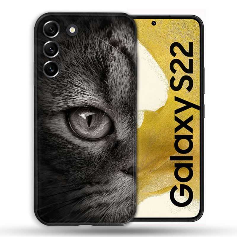 Coque compatible Magsafe Pour Samsung Galaxy S22 Animal Chat Gris