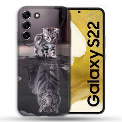 Coque compatible Magsafe Pour Samsung Galaxy S22 Animal Chat Reflet