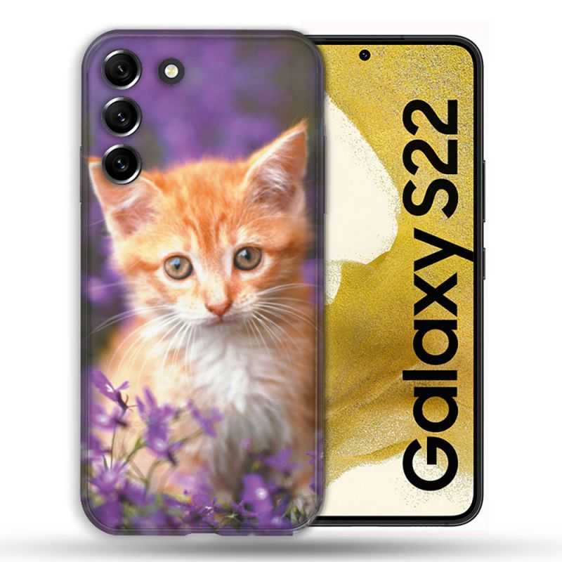 Coque compatible Magsafe Pour Samsung Galaxy S22 Animal Chat Violet