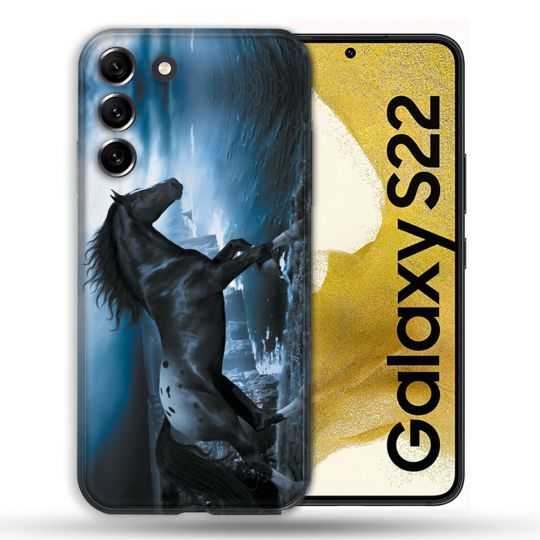 Coque compatible Magsafe Pour Samsung Galaxy S22 Animal Cheval Noir