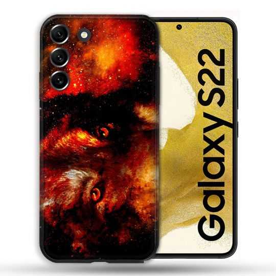 Coque compatible Magsafe Pour Samsung Galaxy S22 Animal Loup Espace