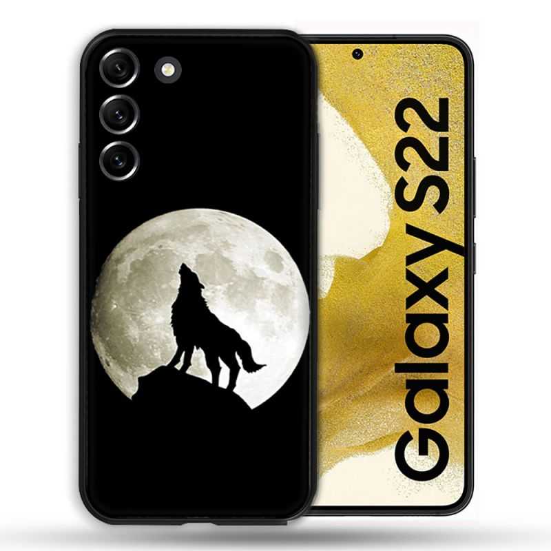Coque compatible Magsafe Pour Samsung Galaxy S22 Animal Loup Noir