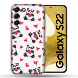 Coque compatible Magsafe Pour Samsung Galaxy S22 Animal Panda Cœur