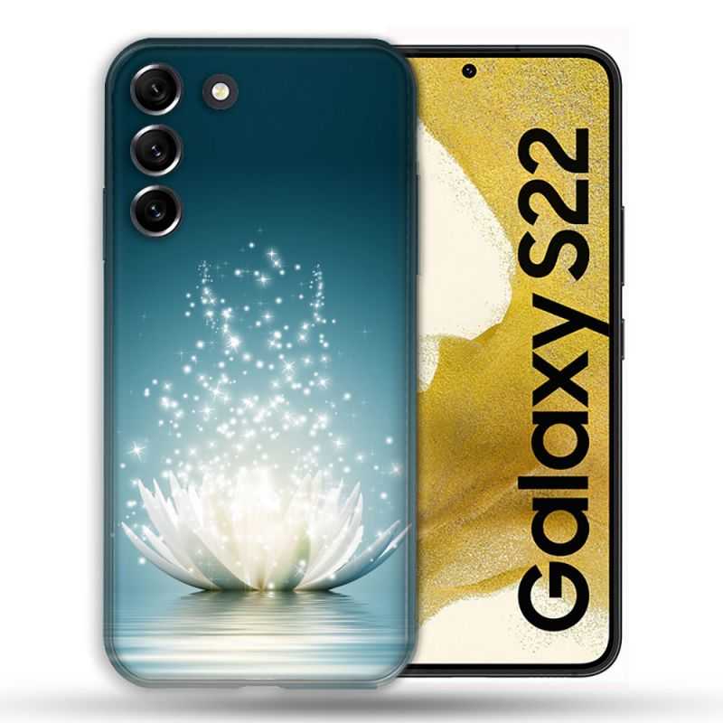 Coque compatible Magsafe Pour Samsung Galaxy S22 Fleur Lotus Blanc