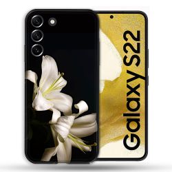 Coque compatible Magsafe Pour Samsung Galaxy S22 Fleur Lys Noir
