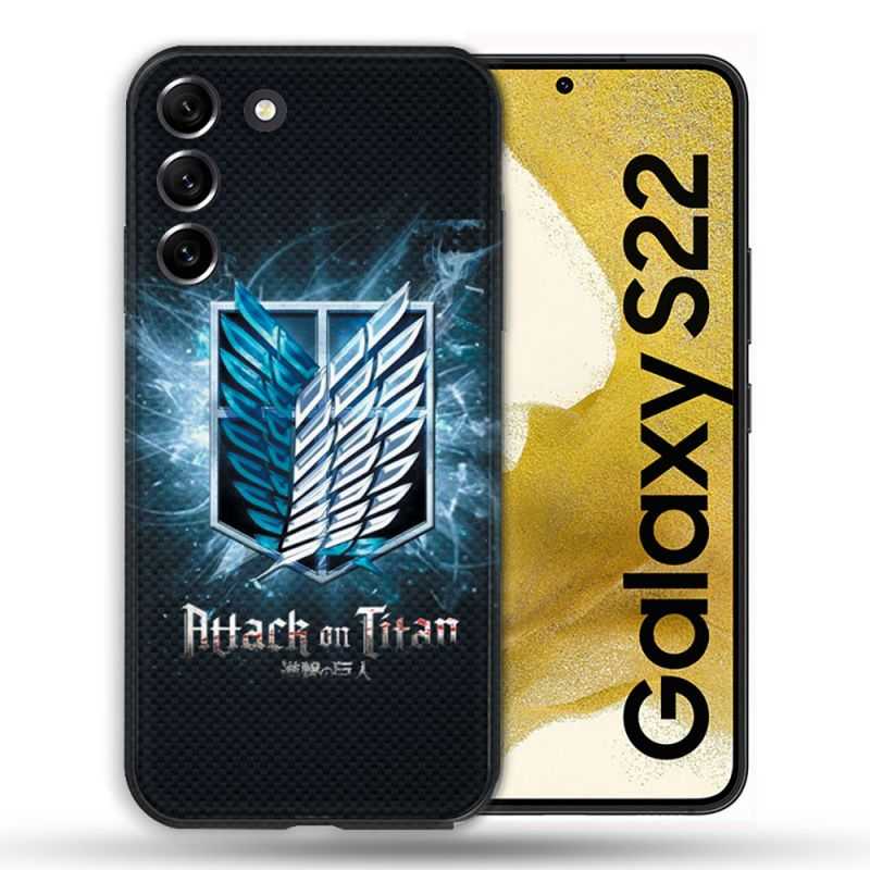 Coque compatible Magsafe Pour Samsung Galaxy S22 Manga Attaque Titans Noir