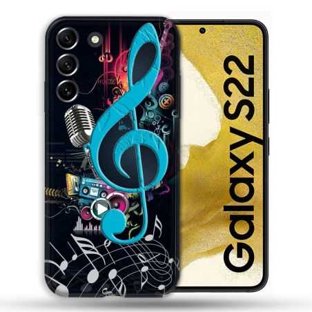 Coque compatible Magsafe Pour Samsung Galaxy S22 Musique Cle Sol Bleu