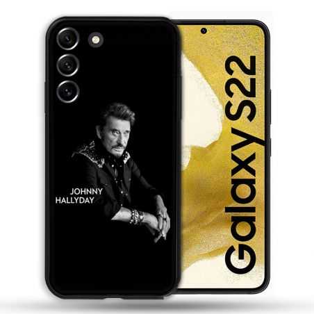 Coque compatible Magsafe Pour Samsung Galaxy S22 Musique Johnny Hallyday Noir
