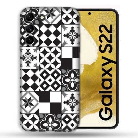 Coque compatible Magsafe Pour Samsung Galaxy S22 Texture Carreau Ciment Noir