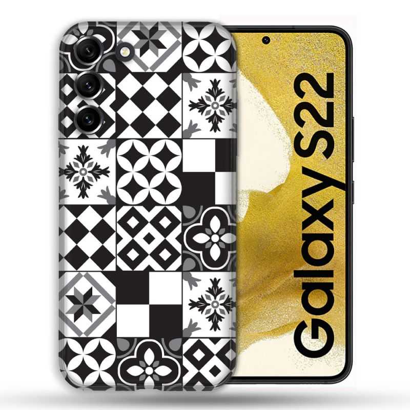 Coque compatible Magsafe Pour Samsung Galaxy S22 Texture Carreau Ciment Noir
