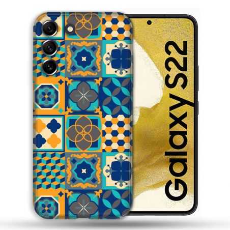 Coque compatible Magsafe Pour Samsung Galaxy S22 Texture Carreau Ciment Orange