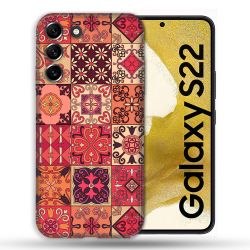 Coque compatible Magsafe Pour Samsung Galaxy S22 Texture Carreau Ciment Rouge