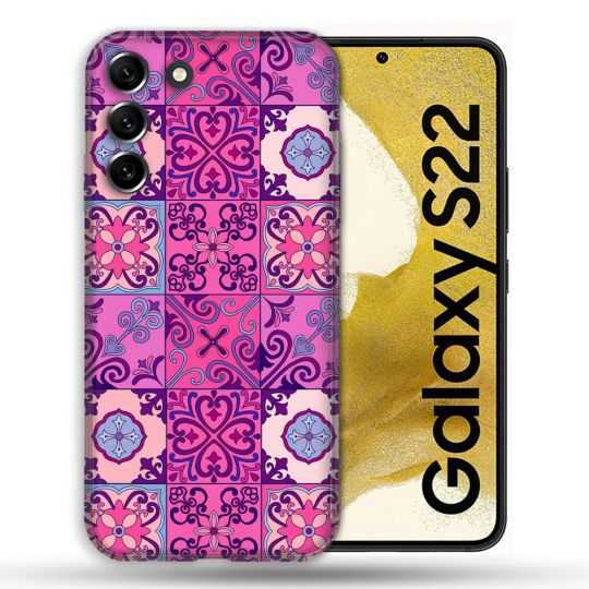 Coque compatible Magsafe Pour Samsung Galaxy S22 Texture Carreau Ciment Violet