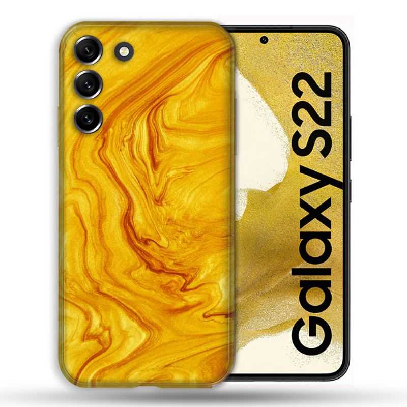 Coque compatible Magsafe Pour Samsung Galaxy S22 Texture Marbre Jaune