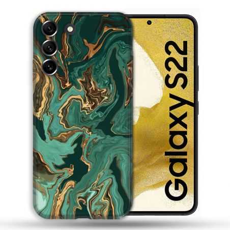 Coque compatible Magsafe Pour Samsung Galaxy S22 Texture Marbre Vert