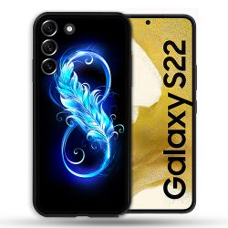 Coque compatible Magsafe Pour Samsung Galaxy S22 Texture Plume Infini Bleu