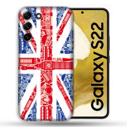 Coque compatible Magsafe Pour Samsung Galaxy S22 Voyage Angleterre Blanc