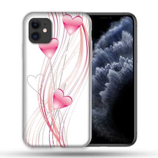 Coque Compatible Magsafe Pour Apple Iphone 11 (6,1) Amour Coeur Rose Montant sur Blanc