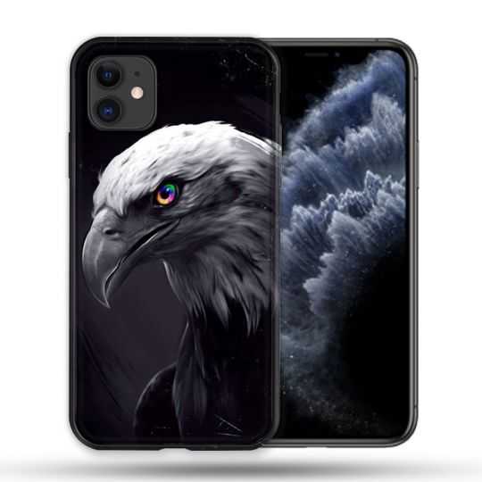 Coque Compatible Magsafe Pour Apple Iphone 11 (6,1) Animal Aigle Royal Noir