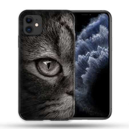 Coque Compatible Magsafe Pour Apple Iphone 11 (6,1) Animal Chat Gris