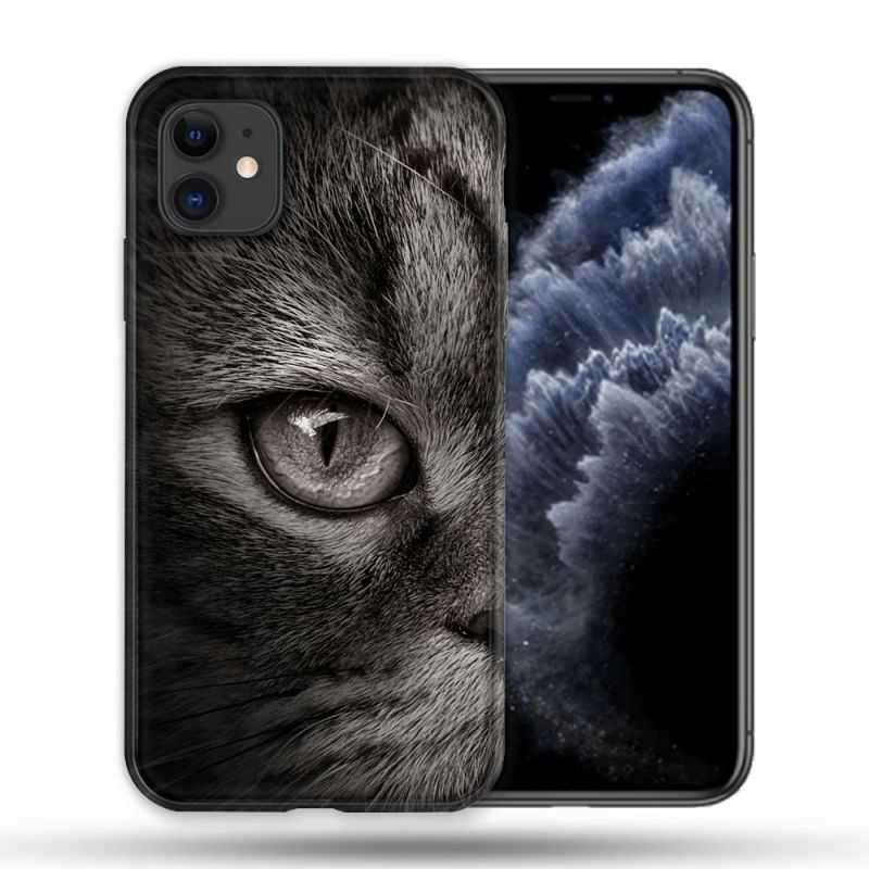 Coque Compatible Magsafe Pour Apple Iphone 11 (6,1) Animal Chat Gris