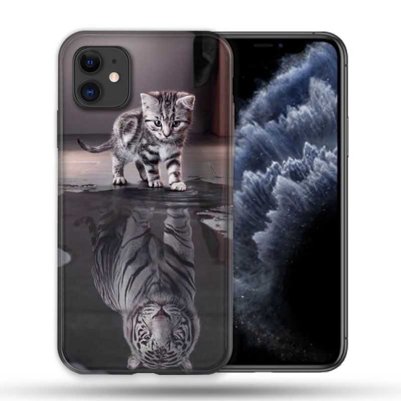 Coque Compatible Magsafe Pour Apple Iphone 11 (6,1) Animal Chat Reflet