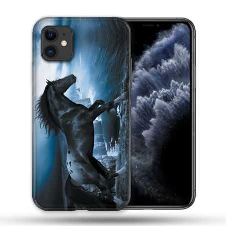 Coque Compatible Magsafe Pour Apple Iphone 11 (6,1) Animal Cheval Noir