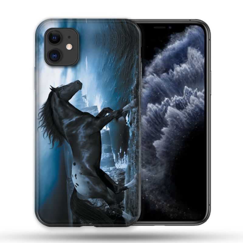 Coque Compatible Magsafe Pour Apple Iphone 11 (6,1) Animal Cheval Noir