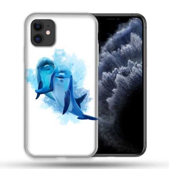 Coque Compatible Magsafe Pour Apple Iphone 11 (6,1) Animal Dauphin Duo