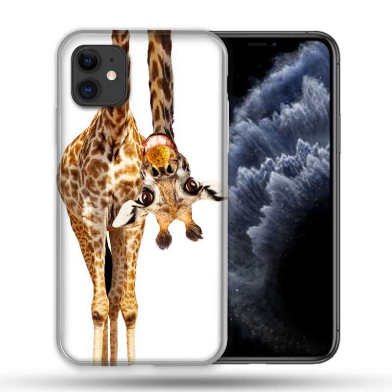 Coque Compatible Magsafe Pour Apple Iphone 11 (6,1) Animal Girafe Blanche