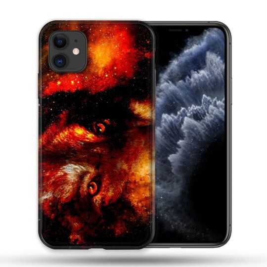 Coque Compatible Magsafe Pour Apple Iphone 11 (6,1) Animal Loup Espace