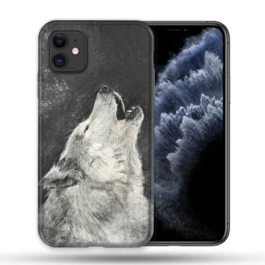 Coque Compatible Magsafe Pour Apple Iphone 11 (6,1) Animal Loup Hurlement