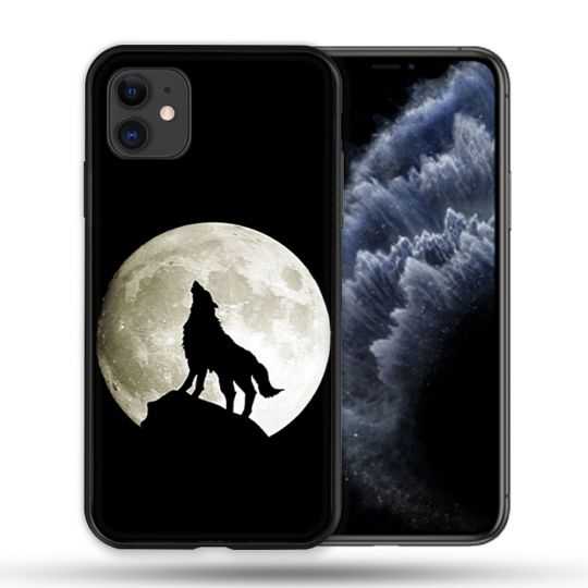 Coque Compatible Magsafe Pour Apple Iphone 11 (6,1) Animal Loup Noir