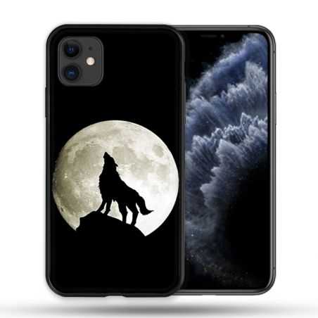 Coque Compatible Magsafe Pour Apple Iphone 11 (6,1) Animal Loup Noir