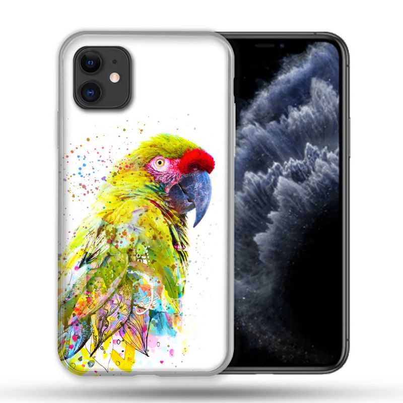 Coque Compatible Magsafe Pour Apple Iphone 11 (6,1) Animal Perroquet Jaune
