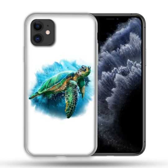 Coque Compatible Magsafe Pour Apple Iphone 11 (6,1) Animal Tortue Blanche multicolore