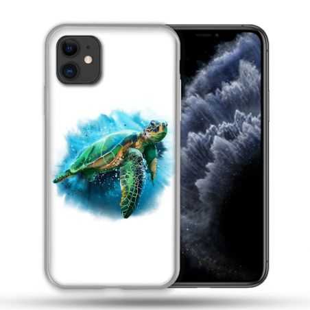 Coque Compatible Magsafe Pour Apple Iphone 11 (6,1) Animal Tortue Blanche multicolore
