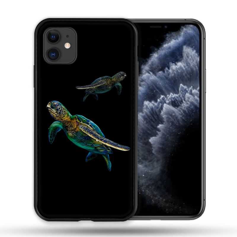 Coque Compatible Magsafe Pour Apple Iphone 11 (6,1) Animal Tortue Noire multicolore