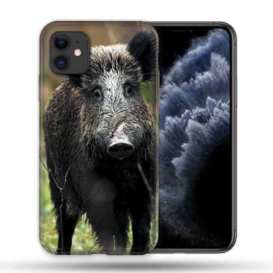 Coque Compatible Magsafe Pour Apple Iphone 11 (6,1) Chasse Sanglier bois