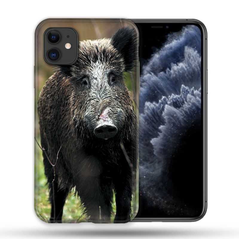 Coque Compatible Magsafe Pour Apple Iphone 11 (6,1) Chasse Sanglier bois