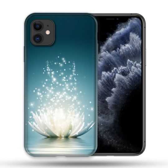 Coque Compatible Magsafe Pour Apple Iphone 11 (6,1) Fleur Lotus Blanc