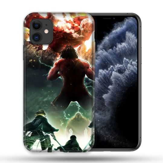 Coque Compatible Magsafe Pour Apple Iphone 11 (6,1) Manga Attaque Titans Combat