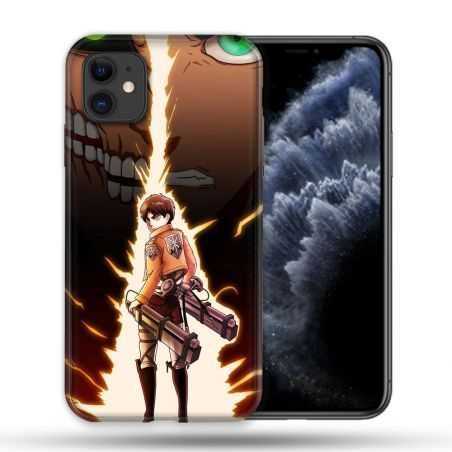 Coque Compatible Magsafe Pour Apple Iphone 11 (6,1) Manga Attaque Titans Eren Eclair